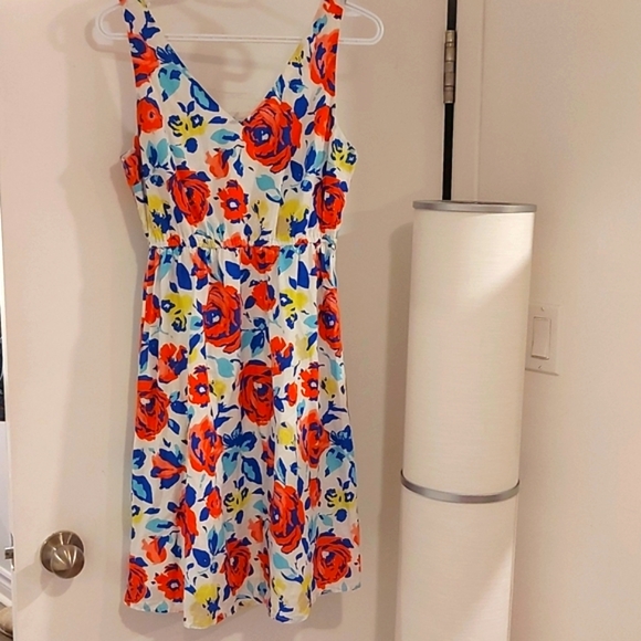 Rose Print Cotton Fit & Flair Summer Dress - Picture 2 of 6